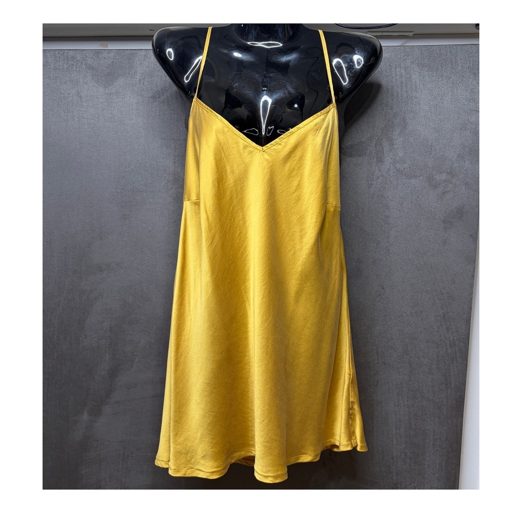 Marée Pour Toi Silk Cami Top Womens 14 Yellow Racerback Mini Evening Luxe Glam